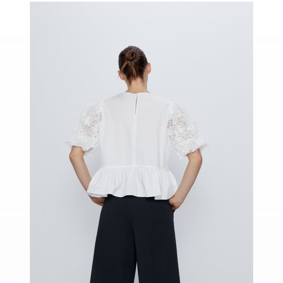 Zara combination sleeve poplin blouse - Picture 3 of 7
